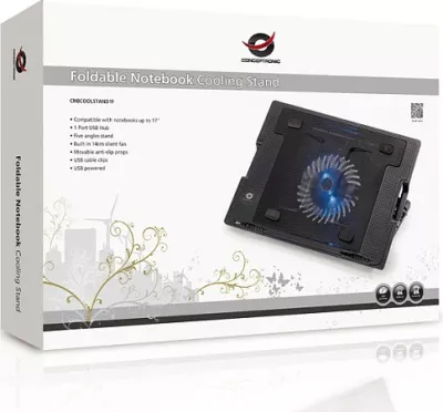 Mbajtëse ftohëse laptopi Conceptronic 1-Fan, USB-A 2.0, deri 17 inç, e zezë