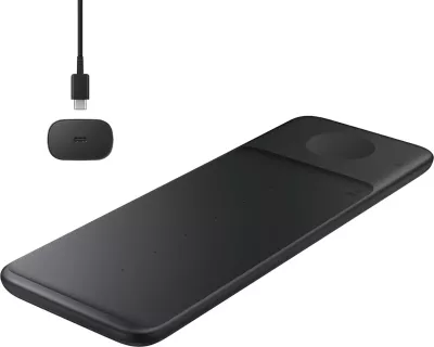 Karikues wireless Samsung Trio EP-P6300TBEGEU 3-në-1, me karikues muri dhe kabllo, i zi