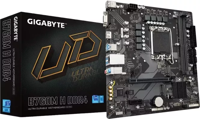 Pllakë amë GIGABYTE B760M H DDR4, mATX, LGA1700, DDR4 deri 128GB, 2x M.2, HDMI, USB 3.2 Gen1, SATA3, e zezë