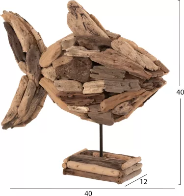 Dekor tavoline peshk, FH4271, dru natyral, 40x12x40 cm