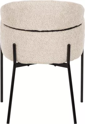 Karrige me krahë WOLF FH8583.02, pëlhurë boucle ecru, këmbë metali të zeza, 58x58x80H cm., set prej 2 copë