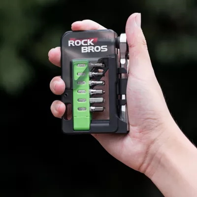 Set veglash për biçikletë Rockbros Mini Ratchet Tool Set, 12 bita, gjelbër transparent