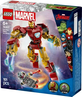 Set ndërtimi LEGO Marvel 76307 Iron Man Mech vs. Ultron, 101 pjesë, multikolor