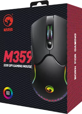 Maus Marvo M359 gaming, wired, 800-3200 DPI, RGB, 7 butona, i zi