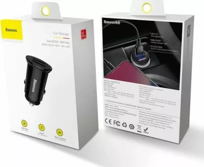 Karikues veture Baseus Circular CCALL-YD01, 2x USB-A, 30 W, 5.1 A, 12/24 V, fast charging, zi