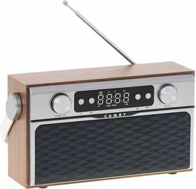 Radio portativ CAMRY CR1183 Bluetooth 5.0 FM USB AUX microSD me bateri 2600mAh, ngjyrë dru/kafe