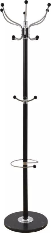 Stendë për kapela dhe pallto metalike JUDE FH0040.01 rrotulluese e zezë me bazë mermeri të zezë Φ37x170H cm