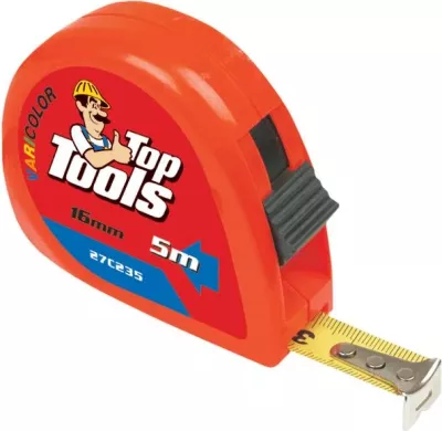 Metër shirit çeliku Top Tools 27C235 5 m 16 mm me bllokim, e kuqe