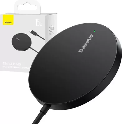 Karikues wireless magnetik Baseus Simple Mini3, 15W, i zi