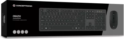 Set tastierë wireless me maus Conceptronic, QWERTY portugalisht, 105 taste, 2.4GHz, e zezë