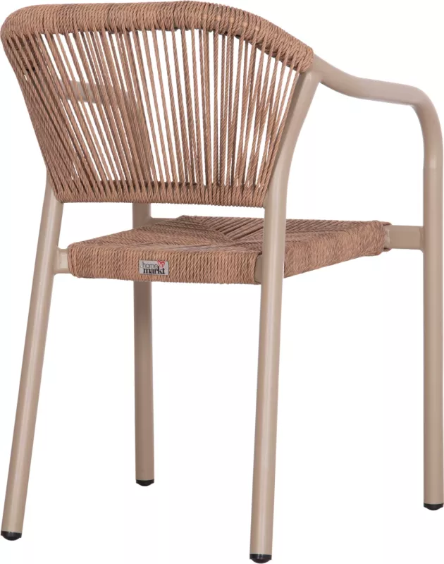 Karrige për ngrënie alumini LUCCI FH6266.02, kornizë mocha & P.E. rattan natyral, 58x56x79 cm