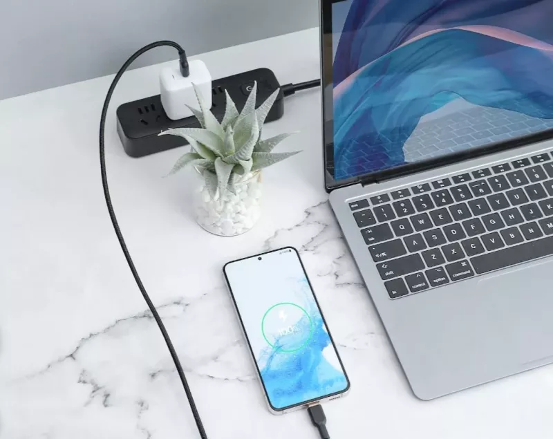 Kabllo AUKEY CB-NCC1 USB-C Type-C PD 60W 3A 1m Nylon e Zezë