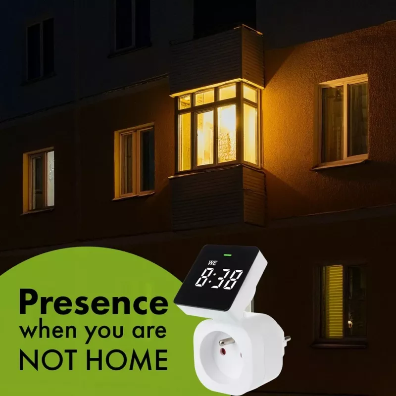 Ndërrues kohe digjital GreenBlue GB610 E, 16A, IP20, Bardhë