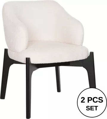 Karrige për ngrënie ABAI FH9971.02 dru gome ngjyrë e zezë-stof boucle ngjyrë ecru 65x63x79Hcm., set prej 2 copash