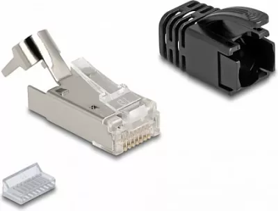 Prizë modulare RJ45 DeLOCK Cat8.1 S/FTP, set 25 copë, e zezë/argjend