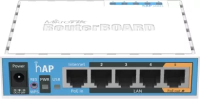 Access Point MikroTik hAP RB951Ui-2nD, 2.4GHz 300Mbps, 5x 10/100 LAN, PoE in/out, USB