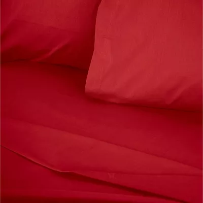 Çarçaf i kuq fitted ranforce dopio, L'essentiel, 140x190+30cm