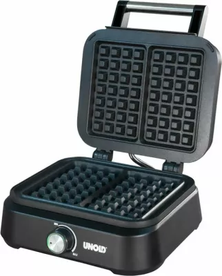 Aparat për waffle UNOLD Belgian Waffle Iron Brussels, 2 copa, plastikë, i zi