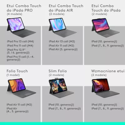 Kasë me tastierë Logitech Combo Touch për iPad Pro 11" M4, Gri