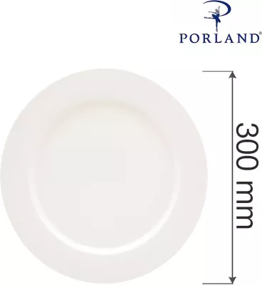 Pjatë e sheshtë Porland Dove Ø300 mm, porcelan, krem, set 6 copë
