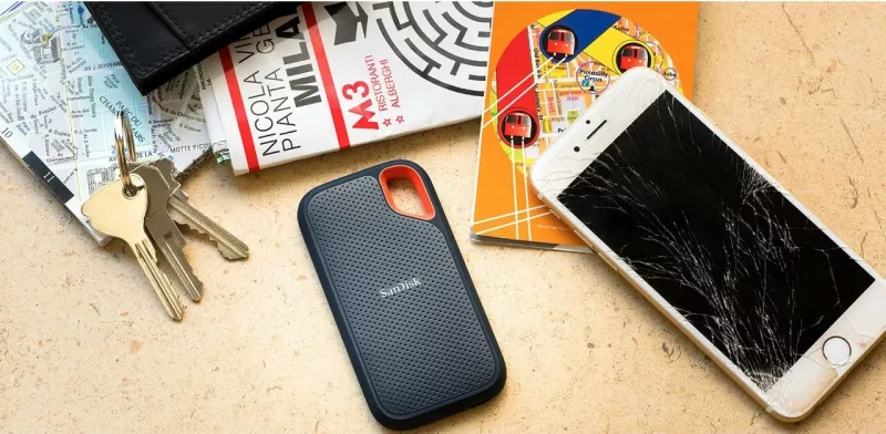 Disk i jashtëm SanDisk Extreme Portable, 1 TB, USB Type-C, 3.2 Gen 2, 1050 MB/s, Mbrojtje me fjalëkalim, E zezë