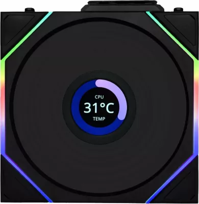 Ventilatorë kasë PC Lian Li UNI FAN TL Wireless LCD 120 Reverse Blade, 120mm, PWM 4-pin, ARGB, zi, 3-pack