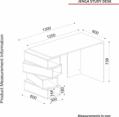 Tavolinë studimi Hanah Home, Jenga, e bardhë dhe arrë