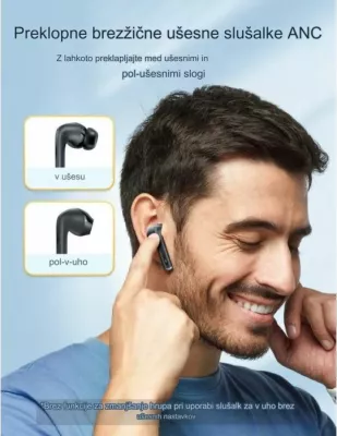 Kufje pa tela TaoTronics BH1118, ANC -35 dB, 24 orë, IPX5, 4x ENC, të zeza, me kuti karikimi