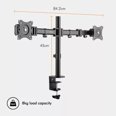 Mbajtëse desktopi dual për 2 monitorë VONHAUS 3005116 13–32\", VESA 75x75/100x100, e zezë