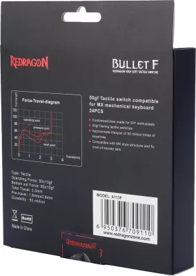 Switch Redragon Bullet-F A113, tactile (ekuivalent MX Blue), set 24 copë, kuqe