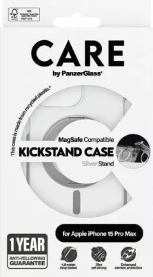 Mbështjellës PanzerGlass Kickstand Case MagSafe për iPhone 15 Pro Max, argjendtë