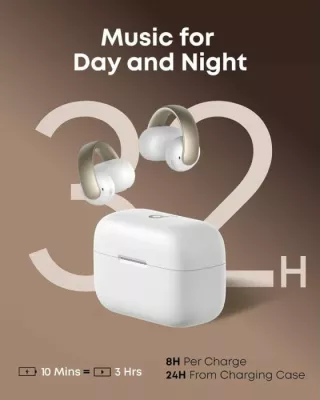 Kufje ANKER Soundcore AeroClip A3388G21, wireless open-ear clip-on, Bluetooth 5.4, 32 orë bateri, IPX4, të bardha