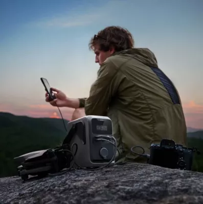 stacion energjie portativ EcoFlow Trail 300 DC 288Wh/300W LiFePO₄, 2x USB-C 140W, gri e errët
