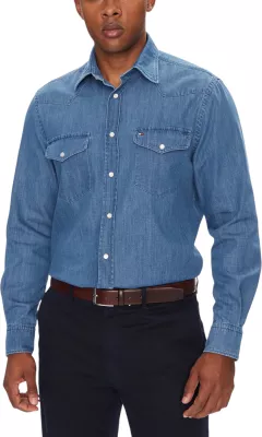 Këmishë për meshkuj Tommy Hilfiger MW0MW39429, blu e çelët denim