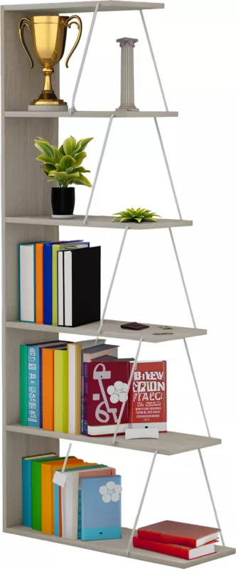 Raft librash MINI TARS FH2241.11 melaminë sonoma-shufra metali të bardha 65x22-24x146H cm