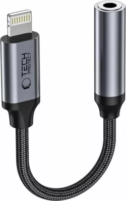 Adapter audio Tech-Protect UltraBoost, Lightning në 3.5mm, i zi