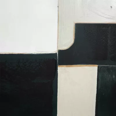 Pikturë dekorative DEL SIL me kornizë, kanavacë, ngjyra e zezë, gri, bezhë, dru natyral, 80x120x4cm