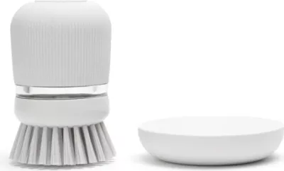 Furçë për larje enësh BRABANTIA SinkSide MPN 302640, me dispenser sapuni 0.1 L, me mbajtëse, gri e çelët