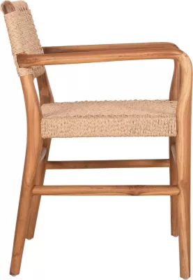 Karrige për ngrënie ROSCO FH6132 dru tik natyral, litar VIRO bezhë 56x54.5x78 cm