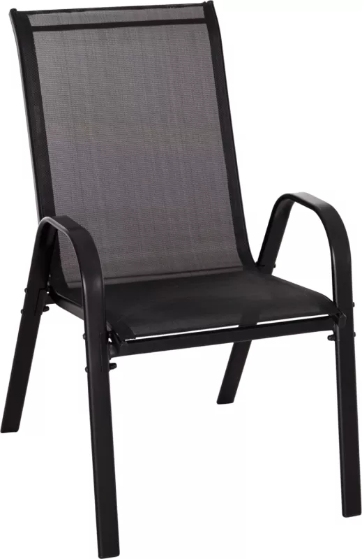 Karrige për jashtë LEON FH5000.43, kornizë metalike e zezë & textilene, set prej 4 copash, 55x70x91Hcm
