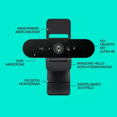Kamerë Logitech BRIO 4K STREAM EDITION, 4096 x 2160 pixels, Full HD, 90 fps, e zezë