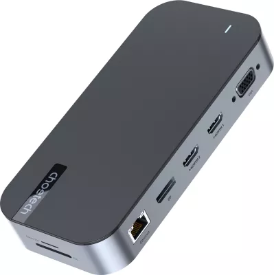 Kasë Choetech HUB-M52, USB-C, HDMI, VGA, DP, SD, RJ45, Gri