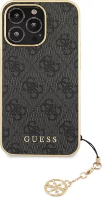 Mbështjellës Guess 4G Charms për iPhone 14 Pro Max, Gri me varëse