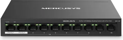 Switch Mercusys MS110P, 10-Port, PoE+, i zi