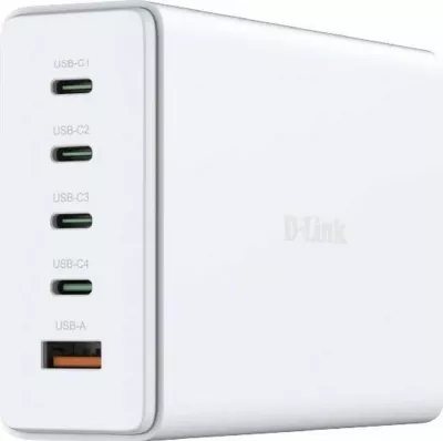 Karikues rrjeti D-link DCF-241, GaN, 240W, 4x USB-C, 1x USB-A, bardhë