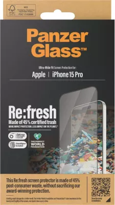 Mbrojtës ekrani PanzerGlass për iPhone 15 Pro, transparent