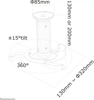 Mbajtës tavani për projektor Neomounts BEAMER-C80WHITE, 15 kg, i bardhë