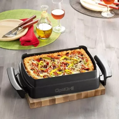 Aksesor pjekjeje, Tefal XA725870, për OptiGrill Elite/OptiGrill+, tavë jo-ngjitëse me doreza rezistente nxehtësisë, e larë në pjatalarëse, e zezë