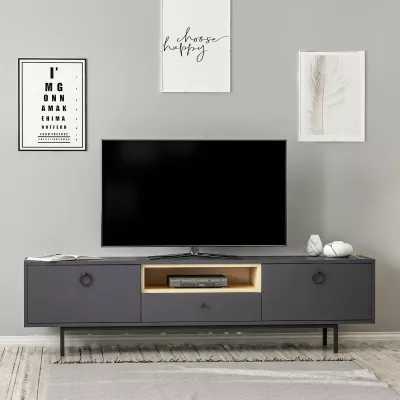 Komodë TV Skye Decor, ngjyrë natyrale-antracit