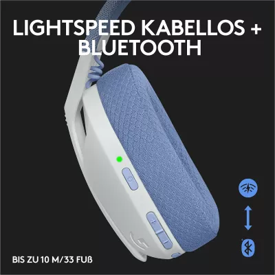 Kufje gaming Logitech G G435 LIGHTSPEED, Wireless, 20 - 20000 Hz, 165 g, E bardhë dhe lejla